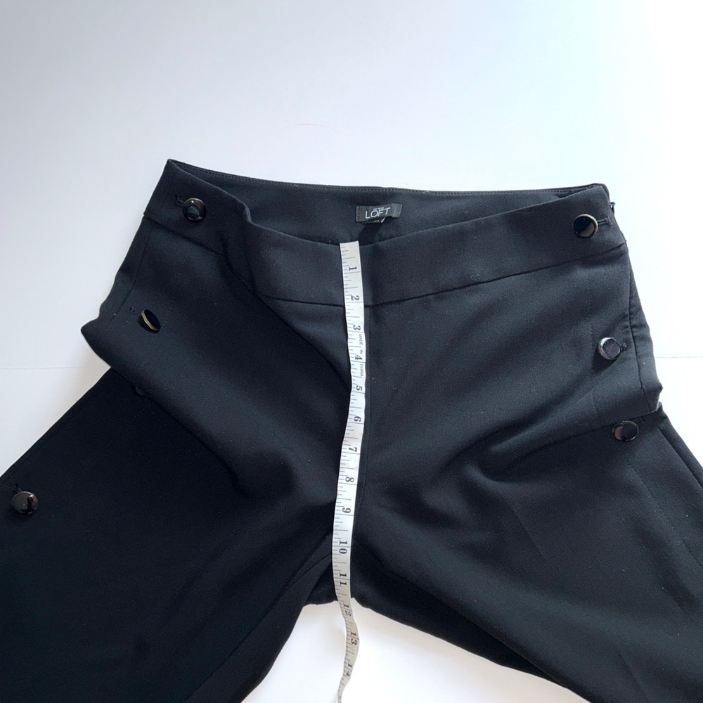 LOFT Woman’s Pants Black Wide Leg Cropped Side Buttons Size 4 - Picture 11 of 16